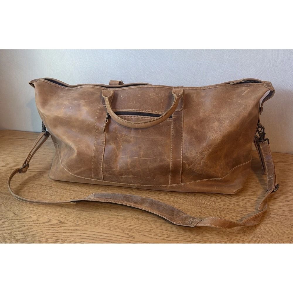 Canyon Outback Leather Duffle Bag 28x11x11" Travel Weekender Bag Tan